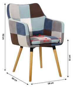 Jídelní židle Landor (modrobéžový patchwork). 744853