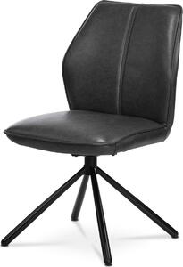 Autronic Otočná jídelní židle HC-397 GREY3, šedá látka v dekoru vintage kůže/černý kov