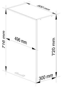 Kuchyňská skříňka OLIVIA W50 H720 - bílá/černý lesk