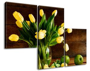 Gario 3 dílný obraz na plátně Žluté tulipány Velikost: 90 x 60 cm