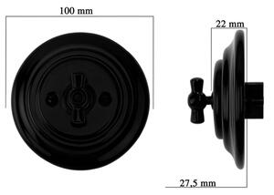 Bohemia-Design - Porcelánový retro vypínač otočný s rámečkem č. 1 černá