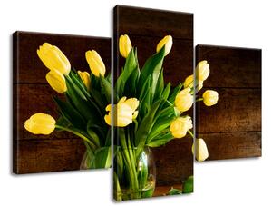 Gario 3 dílný obraz na plátně Žluté tulipány Velikost: 90 x 60 cm