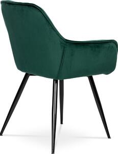 Autronic Jídelní židle, potah zelená sametová látka, kovová 4nohá podnož, černý lak DCH-421 GRN4