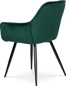 Autronic Jídelní židle, potah zelená sametová látka, kovová 4nohá podnož, černý lak DCH-421 GRN4