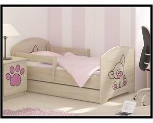 Dětská postel s výřezem PEJSEK - růžová 160x80 cm