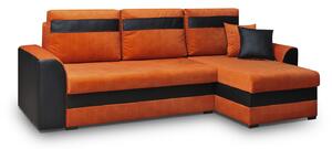 Rohová sedací souprava Madlyn (oranžová + černá) (P). Vlastní profesionální přeprava až k Vám domů 630023