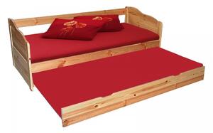 Dětská postel s výsuvnou přistýlkou z MASIVU 200x90 cm BABETA - přírodní