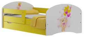 Dětská postel se šuplíky MEDVÍDEK A MOTÝLCI 140x70 cm