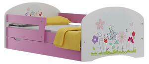 Dětská postel se šuplíky BAREVNÁ LOUKA 200x90 cm