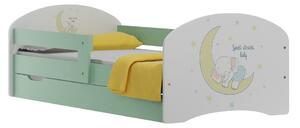 Dětská postel se šuplíky SPÍCÍ SLŮNĚ 140x70 cm