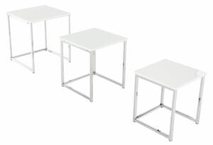 Set 3 konferenčních stolků, bílá extra vysoký lesk, ENISA TYP 3