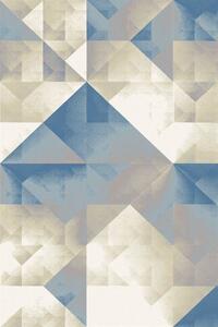Kusový koberec vlněný Agnella Calisia Neno Geometrický modrý béžový Rozměr: 300x400 cm
