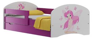 Dětská postel se šuplíky VÍLA V RŮŽOVÉM 180x90 cm