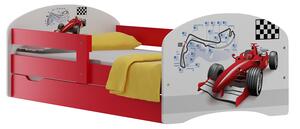 Dětská postel se šuplíky ČERVENÁ FORMULE 140x70 cm