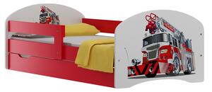 Dětská postel se šuplíky POŽÁRNICKÉ AUTO 200x90 cm