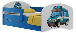 Dětská postel se šuplíky POLICEJNÍ AUTO 200x90 cm
