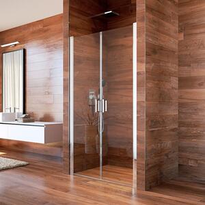 Sprchové dveře, LIMA, dvoukřídlé, lítací, 80 cm, chrom ALU, sklo Čiré