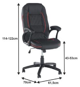 Kancelářská židle, ekokůže černá / červený lem, PORSHE NEW