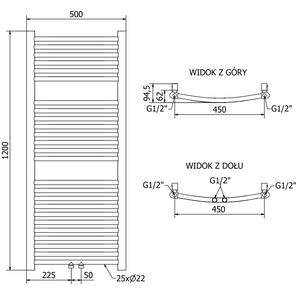 Mexen Ares koupelnový radiátor 1200 x 500 mm, 420 W, Zlatá