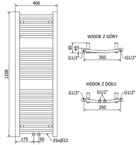 Mexen Ares koupelnový radiátor 1200 x 400 mm, 442 W, Bílá