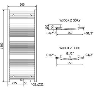 Mexen Ares koupelnový radiátor 1500 x 600 mm, 733 W, Bílá