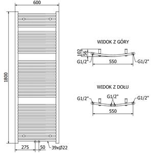Mexen Ares koupelnový radiátor 1800 x 600 mm, 958 W, Černá