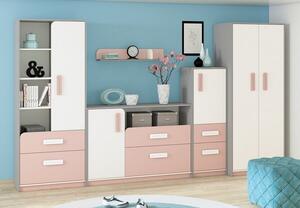 Casarredo - Komfort nábytek Dětská komoda VILLOSA 1D2S nízká, šedá/bílá/růžová