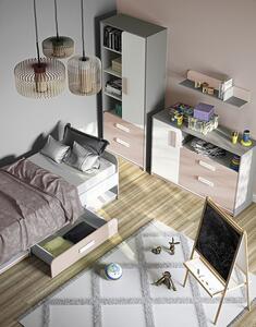 Casarredo - Komfort nábytek Dětská komoda VILLOSA 1D2S nízká, šedá/bílá/růžová