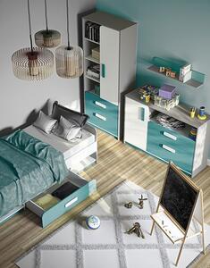 Casarredo - Komfort nábytek Dětská komoda VILLOSA 1D2S nízká, šedá/bílá/modrá
