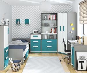 Casarredo - Komfort nábytek Dětská komoda VILLOSA 1D2S nízká, šedá/bílá/modrá