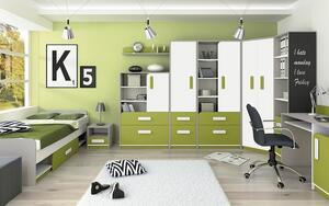 Casarredo - Komfort nábytek Dětská skříňka VILLOSA 1D2S úzká, šedá/bílá/zelená