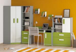 Casarredo - Komfort nábytek Dětská skříňka VILLOSA 1D2S úzká, šedá/bílá/zelená