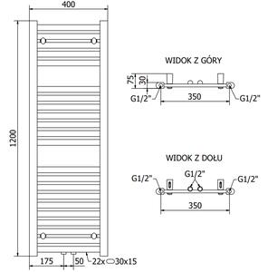 Mexen Hades koupelnový radiátor 1200 x 400 mm, 465 W, Bílá