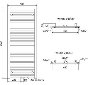 Mexen Hades koupelnový radiátor 1200 x 500 mm, 444 W, Chromovaná