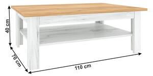 Konferenční stolek T2, dub craft zlatý / dub craft bílý, SUDBURY