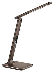 Solight WO45-H - Stolní stmívatelná lampička s displejem v designu kůže - Hnědá (Moderní LED lampa na pracovní stůl, změna barvy světla 3000 - 6000K)