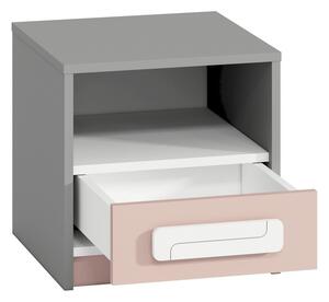 Casarredo - Komfort nábytek Noční stolek VILLOSA šedá/bílá/růžová