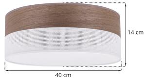 Light Home Stropní svítidlo Wood, 1x hnědá ořechová dýha/bílé plastové stínítko, (bílé plexisklo), (fi 40cm)