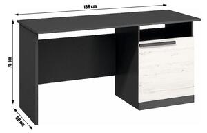 PC stůl, sosna andersen/šedá grafit, BEVERLY 0000239406 Tempo Kondela