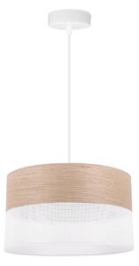 Závěsné svítidlo Wood, 1x béžová dubová dýha/bílé plastové stínítko, (fi 30cm)