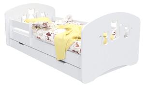 Dětská postel se šuplíkem 180x90 cm s výřezem KOČIČKY + matrace ZDARMA!