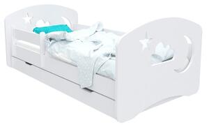 Dětská postel se šuplíkem 140x70 cm s výřezem NOČNÍ OBLOHA + matrace ZDARMA!