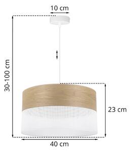 Závěsné svítidlo Wood, 1x dýha zlatý dub/bílé plastové stínítko, (fi 40cm)