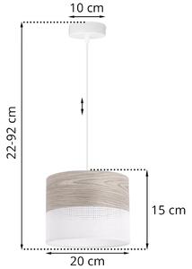 Závěsné svítidlo Wood, 1x světle béžová dubová dýha/bílé plastové stínítko, (fi 20cm)