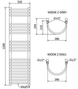 Mexen Eros koupelnový radiátor 1200 x 318 mm, 419 W, Černá