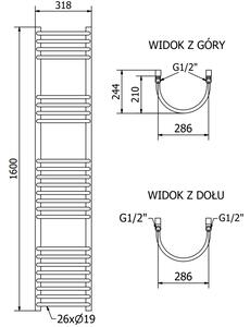Mexen Eros koupelnový radiátor 1600 x 318 mm, 549 W, Černá