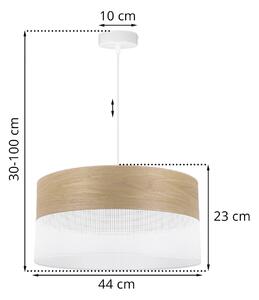 Závěsné svítidlo Wood, 1x dýha zlatý dub/bílé plastové stínítko, (fi 44cm)