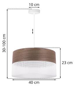 Light Home Závěsné svítidlo Wood, 1x hnědá ořechová dýha/bílé plastové stínítko, (fi 40cm)