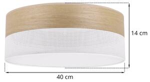 Stropní svítidlo Wood, 1x dýha zlatý dub/bílé plastové stínítko, (bílé plexisklo), (fi 40cm)