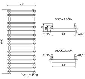Mexen Akan koupelnový radiátor 1080 x 500 mm, 784 W, Bílá